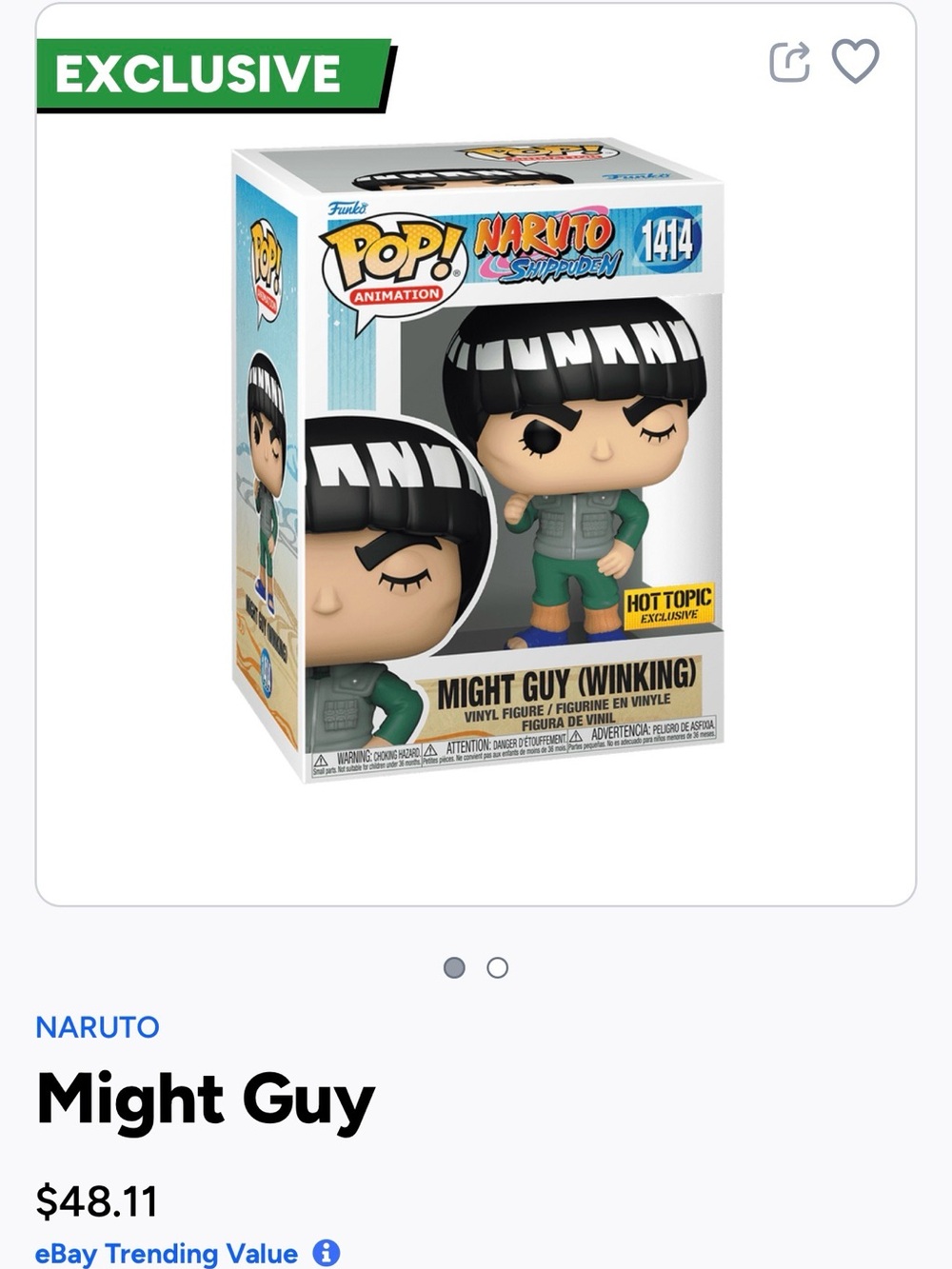 Funko Pop! Naruto Might Guy Winking - 1414